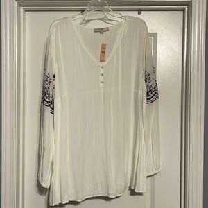 LOFT White Embroidered Sleeve Blouse sz 20